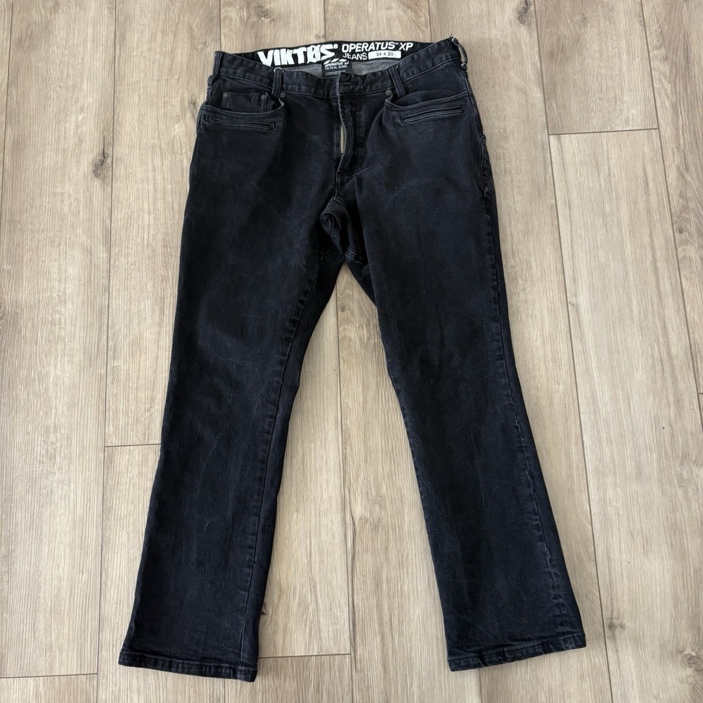 Viktos Operatus XP Tactical Jeans Mens Size 34x30 Black Denim Dual Zip Stretch